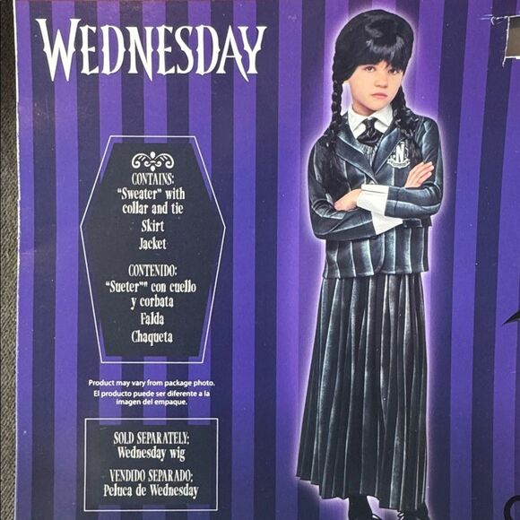 Kids Wednesday Addams Nevermore Academy School Uniform Halloween Costume S 6/6X - Picture 1 of 6